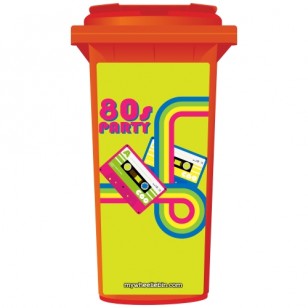 Retro 80's Party Cassettes Wheelie Bin Sticker Panel
